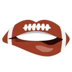 Football + auf Lippe beißen