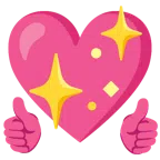 pollice in su + cuore che luccica