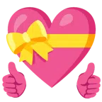 pollice in su + cuore con fiocco