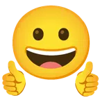 pollice in su + faccina con un gran sorriso