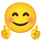 pollice in su + faccina con occhi sorridenti