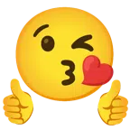 pollice in su + faccina che manda un bacio
