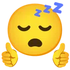 pollice in su + faccina che dorme