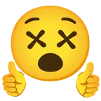 pollice in su + faccina frastornata
