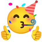 pollice in su + faccina che festeggia