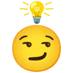 żarówka + twarz z uśmieszkiem
