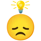 Glühbirne + enttäuschtes Gesicht