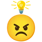 Glühbirne + verärgertes Gesicht
