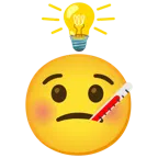 Glühbirne + Gesicht mit Fieberthermometer
