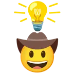 Glühbirne + Gesicht mit Cowboyhut