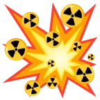 collisione + simbolo della radioattività