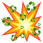 collisione + simbolo del riciclaggio