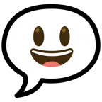 speech balloon + grinning face with big eyes