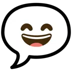 speech balloon + grinning face with smiling eyes