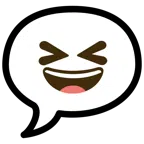 speech balloon + grinning squinting face