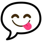 speech balloon + face savoring food