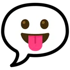 speech balloon + face with tongue