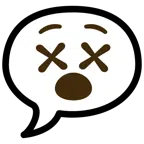 speech balloon + face with crossed-out eyes
