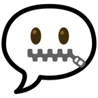speech balloon + zipper-mouth face