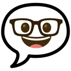 speech balloon + nerd face