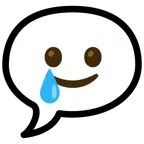 speech balloon + smiling face with tear