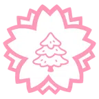 fiore bianco + albero sempreverde