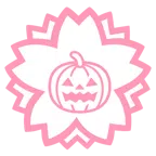 fiore bianco + zucca di Halloween