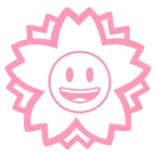 fiore bianco + faccina con sorriso e occhi spalancati