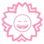 fiore bianco + faccina con sorriso e occhi sorridenti
