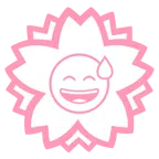 fiore bianco + faccina con sorriso e goccia di sudore