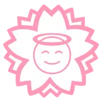 fiore bianco + faccina con sorriso e aureola