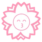 fiore bianco + faccina che bacia con occhi sorridenti