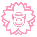 fiore bianco + faccina con cappello da cowboy