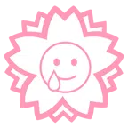 fiore bianco + faccina sorridente con lacrima