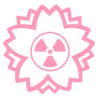 fiore bianco + simbolo della radioattività