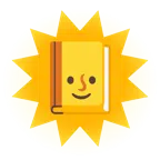 Bücherstapel + Sonne mit Gesicht