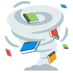 Bücherstapel + Wirbelsturm