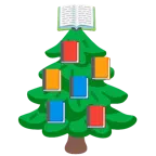 Bücherstapel + Nadelbaum