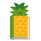 Bücherstapel + Ananas