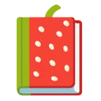 Bücherstapel + Erdbeere