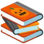 Bücherstapel + Halloweenkürbis