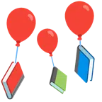 Bücherstapel + Luftballon