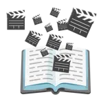Bücherstapel + Filmklappe