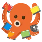 Bücherstapel + Oktopus