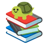 Bücherstapel + Schildkröte