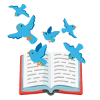 Bücherstapel + Vogel