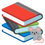 Bücherstapel + Mäusegesicht