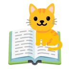 Bücherstapel + Katzengesicht