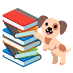 Bücherstapel + Hundegesicht