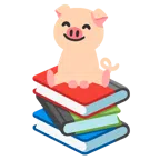 Bücherstapel + Schweinegesicht
